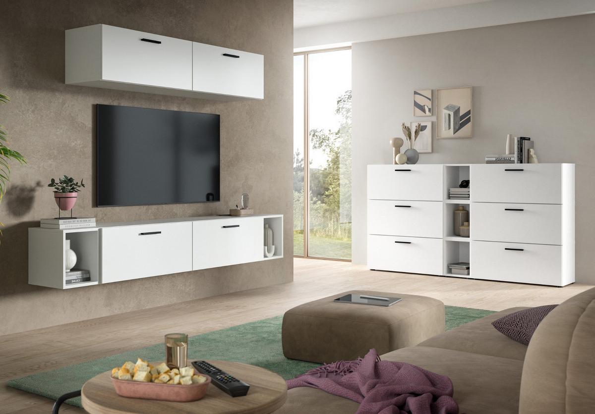 SIDEBOARD weiß 277 cm, Kommode mit Soft-Close - Schwarz/Weiß, Holzwerkstoff/Kunststoff (277/65/34cm) - Inn.Furn
