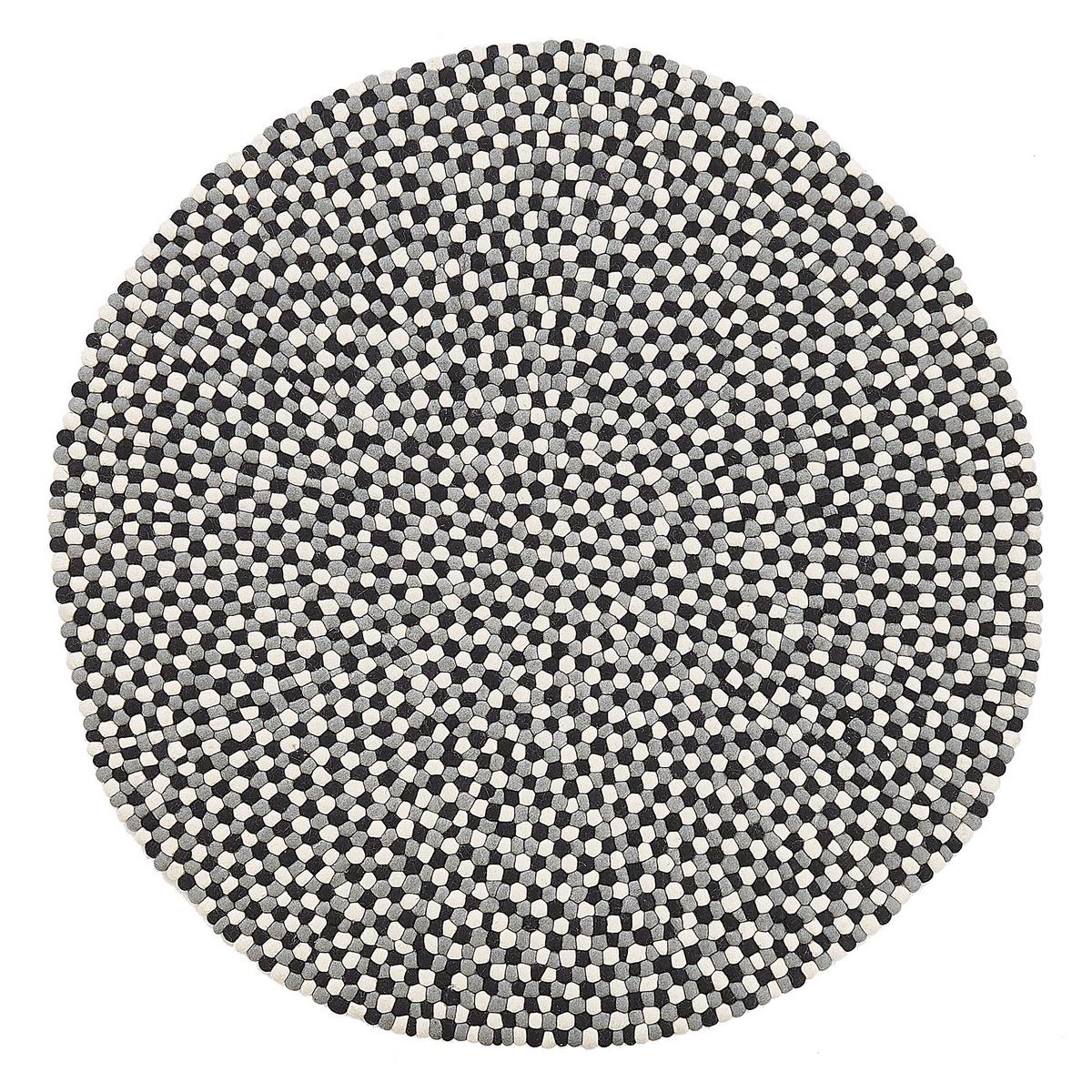 FILZKUGELTEPPICH-PENEK 140/140 cm - Schwarz, Textil (140/140cm) - Beliani