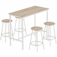 BARTISCH-SET 5er Set MDF Metall Eiche - Eichefarben, Holzwerkstoff (50/89.5/110cm) - HOMCOM