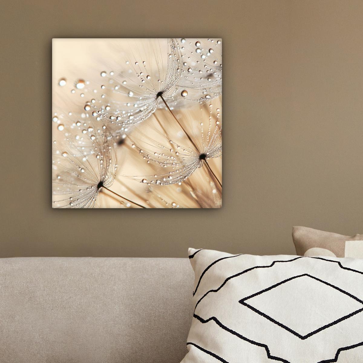 LEINWANDBILD Löwenzahn - Abstrakt - Natur - Beige Deko Wohnzimmer 20x20 cm - Braun, Textil (20/20cm) - MuchoWow