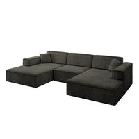 WOHNLANDSCHAFT IREA-U1-v4 - 301x165x77 cm Schwarz - Schwarz, Holzwerkstoff/Textil (301/77/165cm) - ALTDECOR