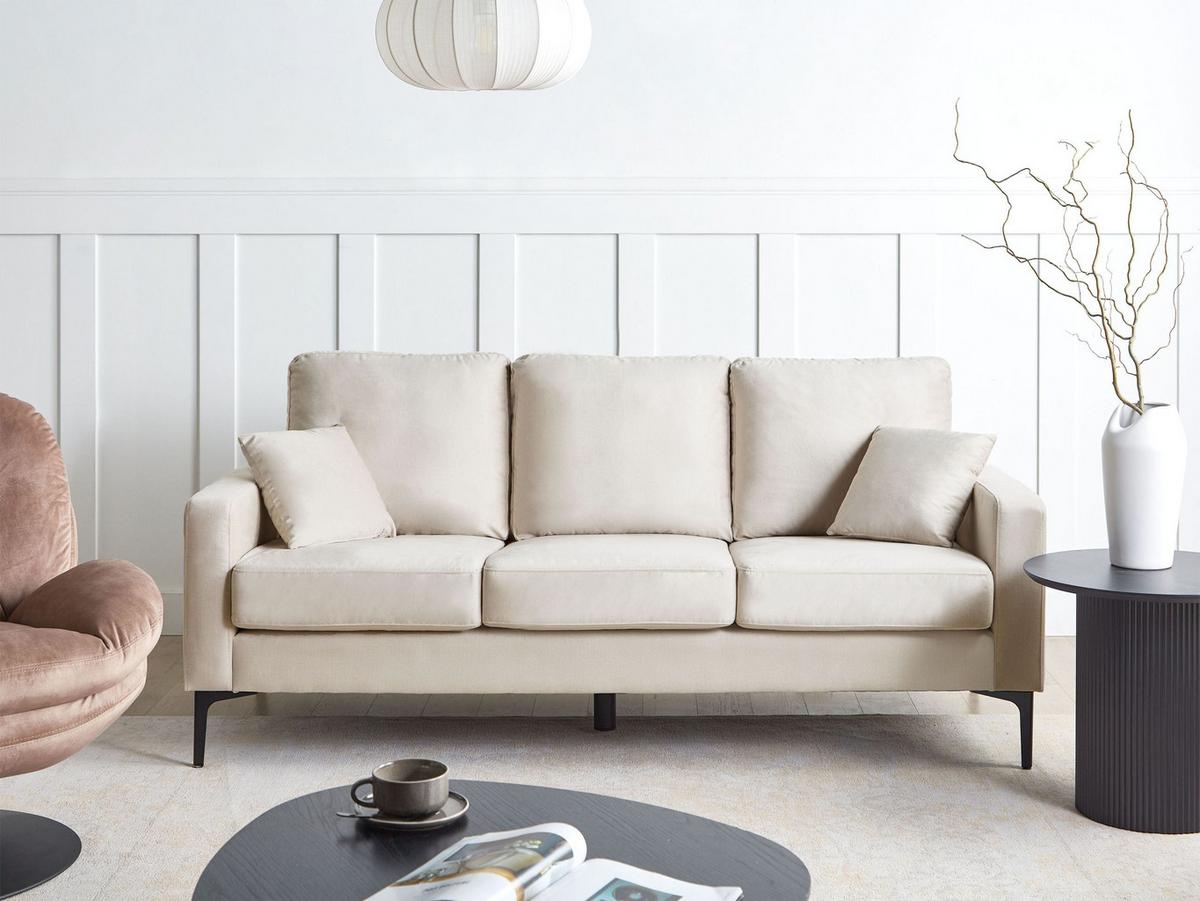 3-SITZER-SOFA Stoff Hellbeige Gavle - Beige, Textil (183/83/78cm) - Beliani