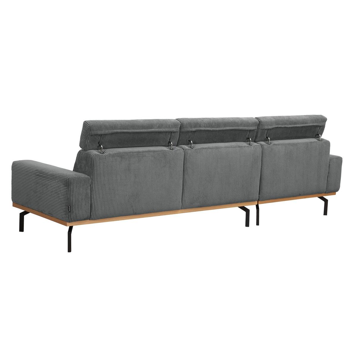 ECKSOFA mit Longchair links Katrien Cordstoff anthrazit - Anthrazit, Kunststoff (135/280cm) - 58aufmkessel
