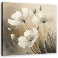 WANDBILD blumen pflanzen botanik - Grau, Textil (50/50cm) - Feeby