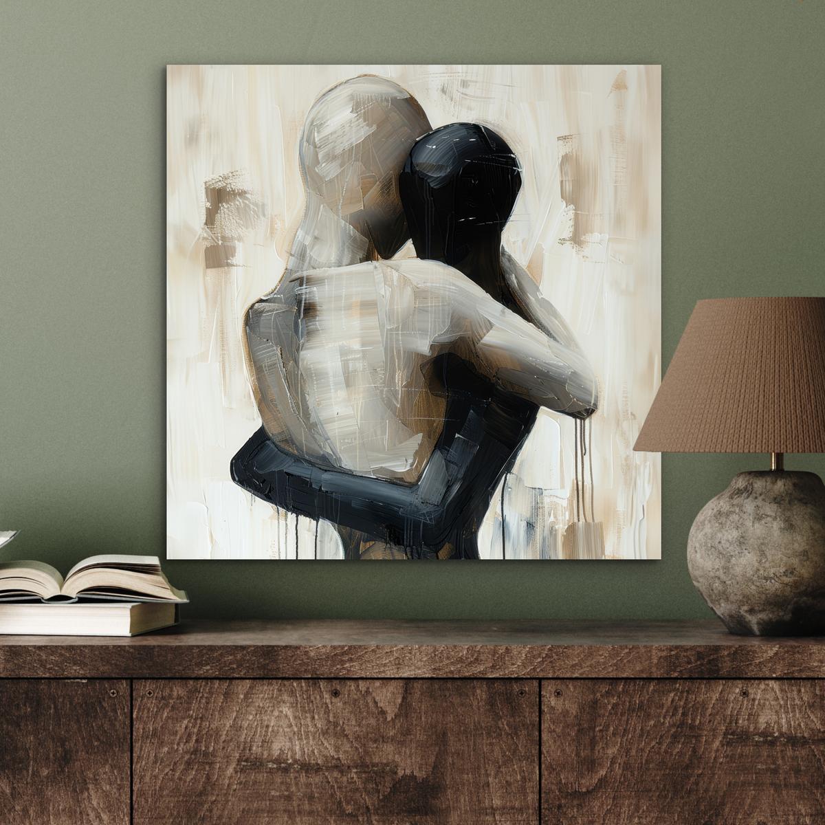 METALLBILD Abstrakt - Liebe - Schwarz und weiß - Modern 50x50 cm - Schwarz, Metall (50/50cm) - MuchoWow