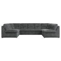 WOHNLANDSCHAFT MORBIDO U Dunkelgrau Cord - Dunkelgrau/Silberfarben, Textil/Metall (340/93/206cm) - MKS