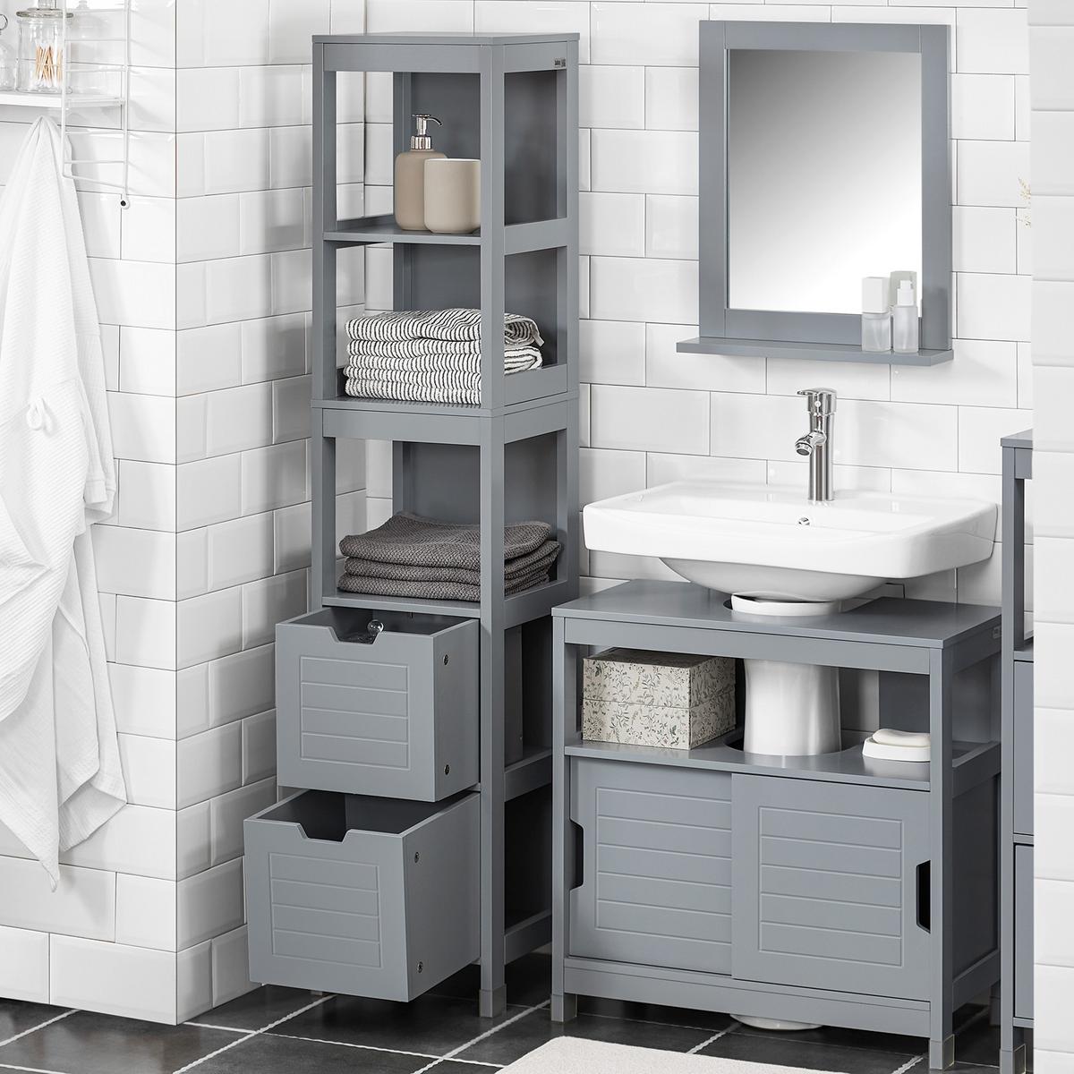 HOCHSCHRANK Dunkelgrau - Grau, Holzwerkstoff (30/145/30cm) - SoBuy