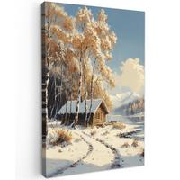 LEINWANDBILD Winter - Schnee - Zuhause - Natur Wanddeko 40x60 cm - Hellbraun, Textil (40/60cm) - MuchoWow