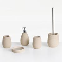 BADACCESSOIRES Set 5-teilig Hellbeige Quila - Beige, Kunststoff (8/10/8cm) - Beliani