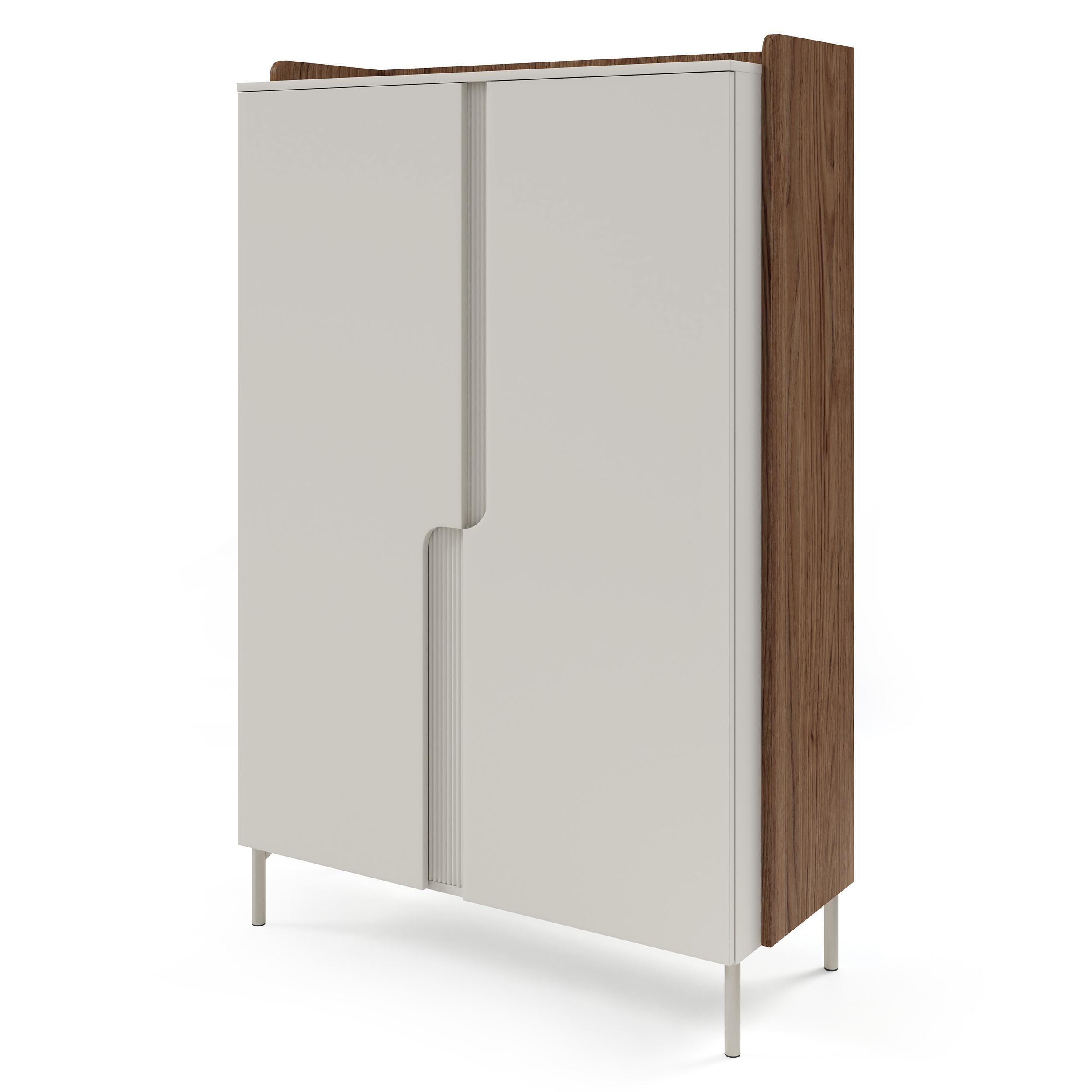 KOMMODE Positivo mit 2 Türen und 6 Einlegeböden, 103 cm, Alba-Nuss + Kaschmir - Nussbaumfarben, Holzwerkstoff (103/160/42cm) - Beautysofa
