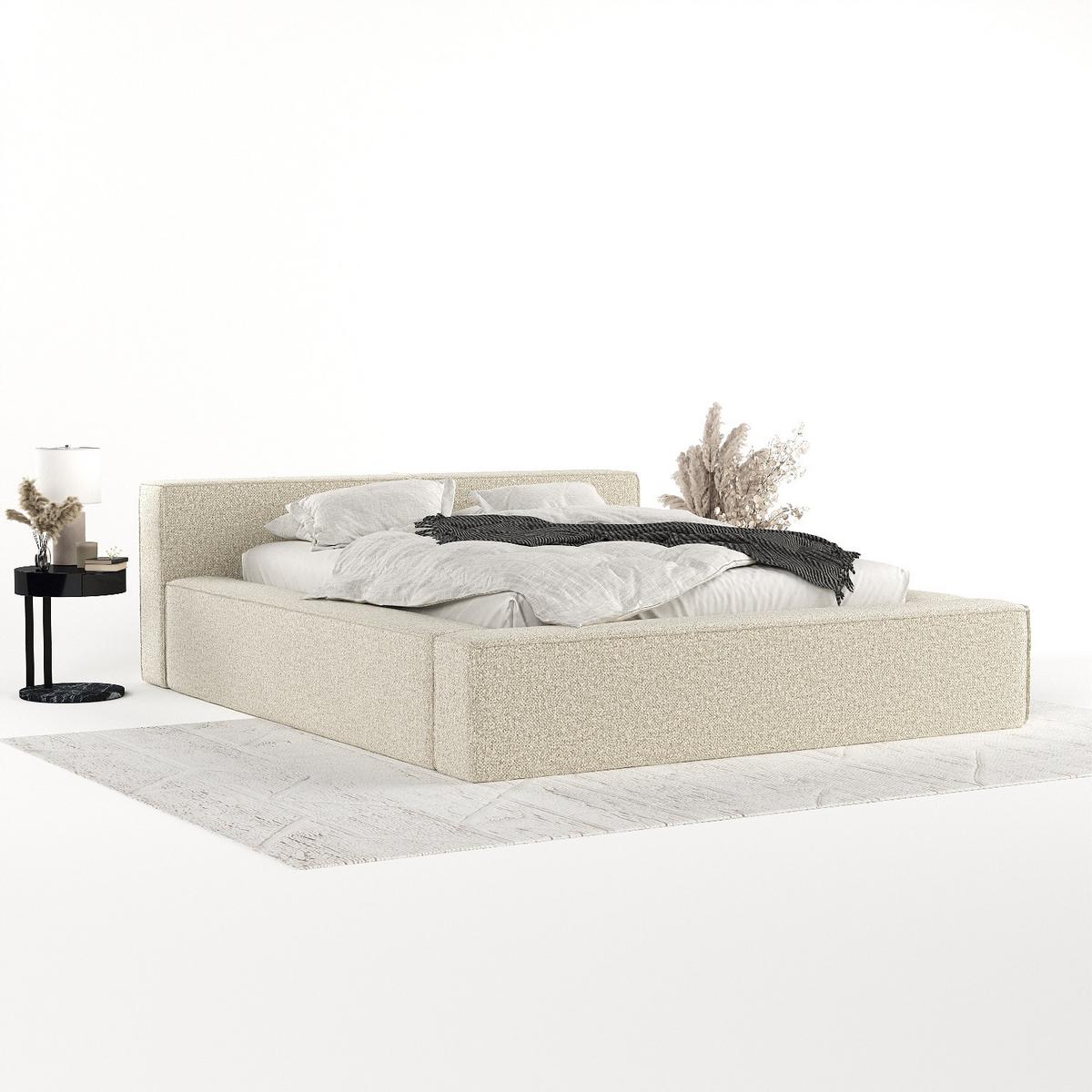 POLSTERBETT Casto mit Stauraum 160/200 cm Hellbeige im Blur Stoff - Beige/Schwarz, Holz/Holzwerkstoff (160/200cm) - AltaBeds