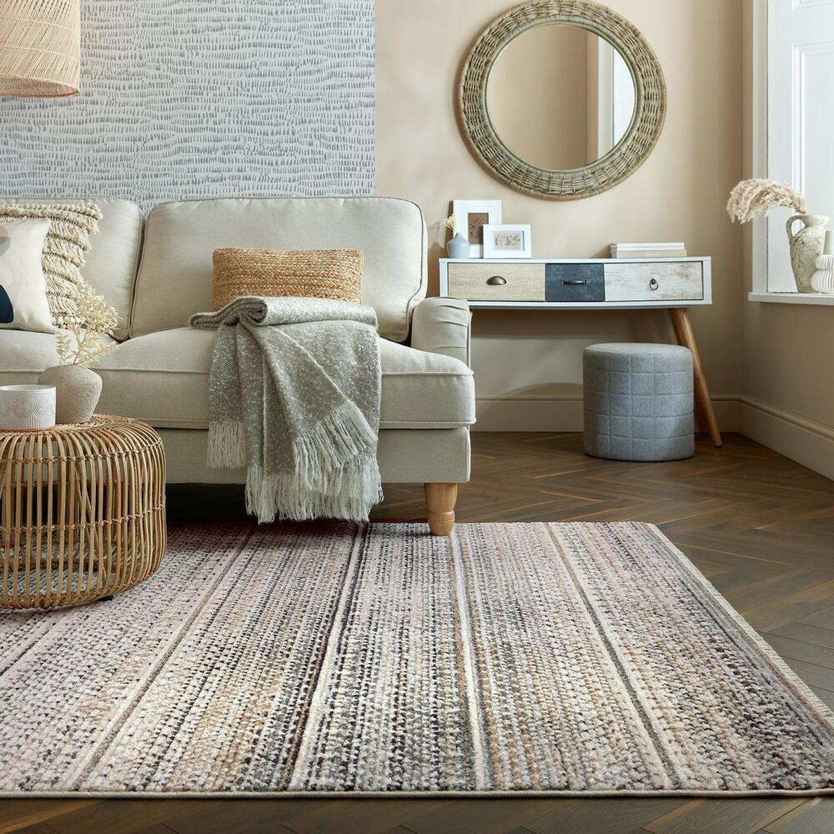 TEPPICH PERRAN, gestreift, Natur, 60 x 114 cm - Beige, Textil (114/60cm) - KADIMA DESIGN