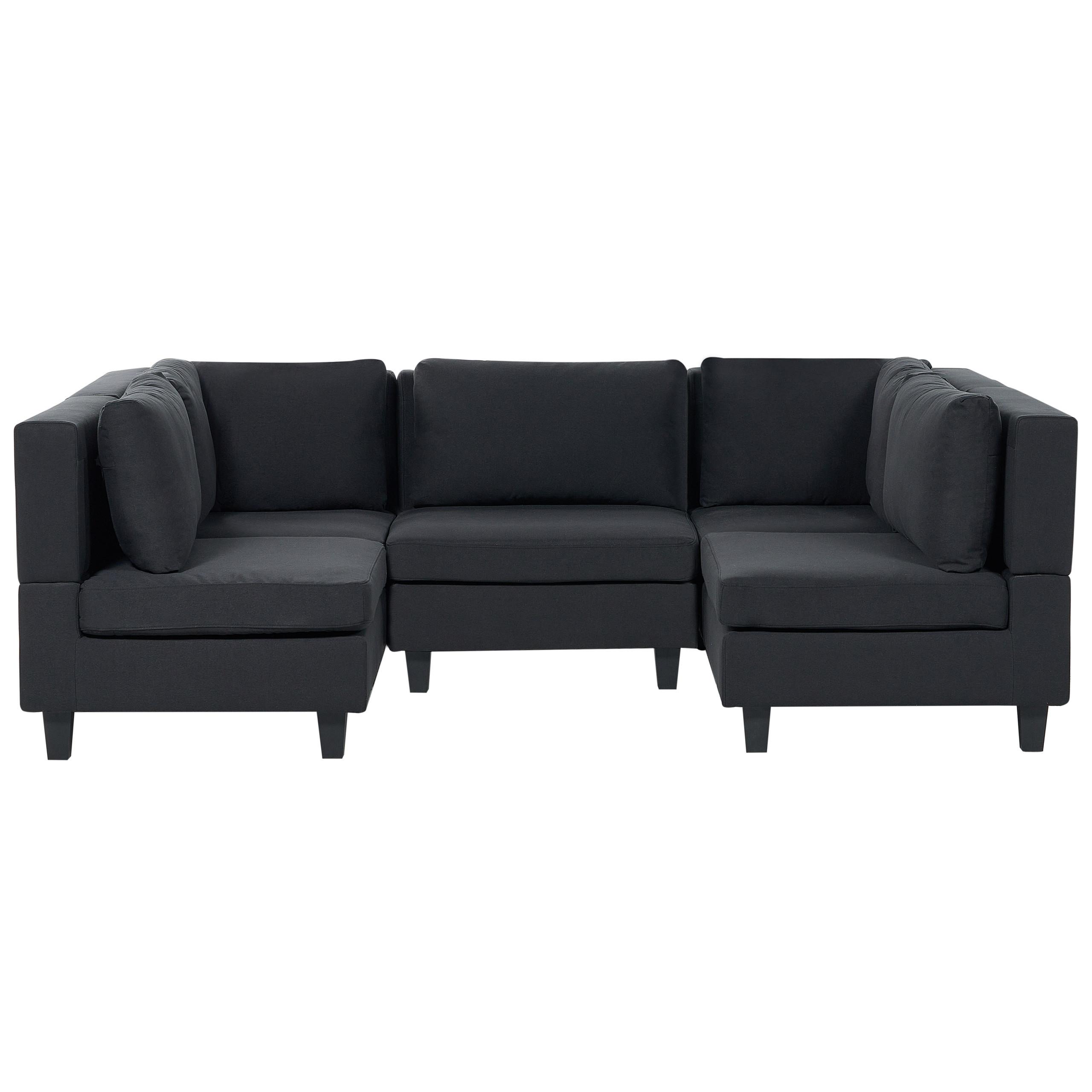 5-SITZER-MODULSOFA U-förmiges Schwarz Stoff Unstad - Schwarz, Textil (228/72/76cm) - Beliani