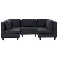 5-SITZER-MODULSOFA U-förmiges Schwarz Stoff Unstad - Schwarz, Textil (228/72/76cm) - Beliani