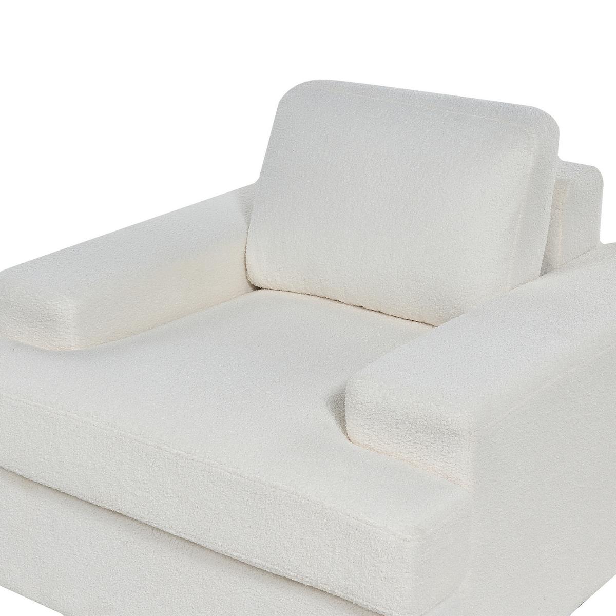 SESSEL Bouclé cremeweiß Alla - Weiß, Textil (108/85/103cm) - Beliani