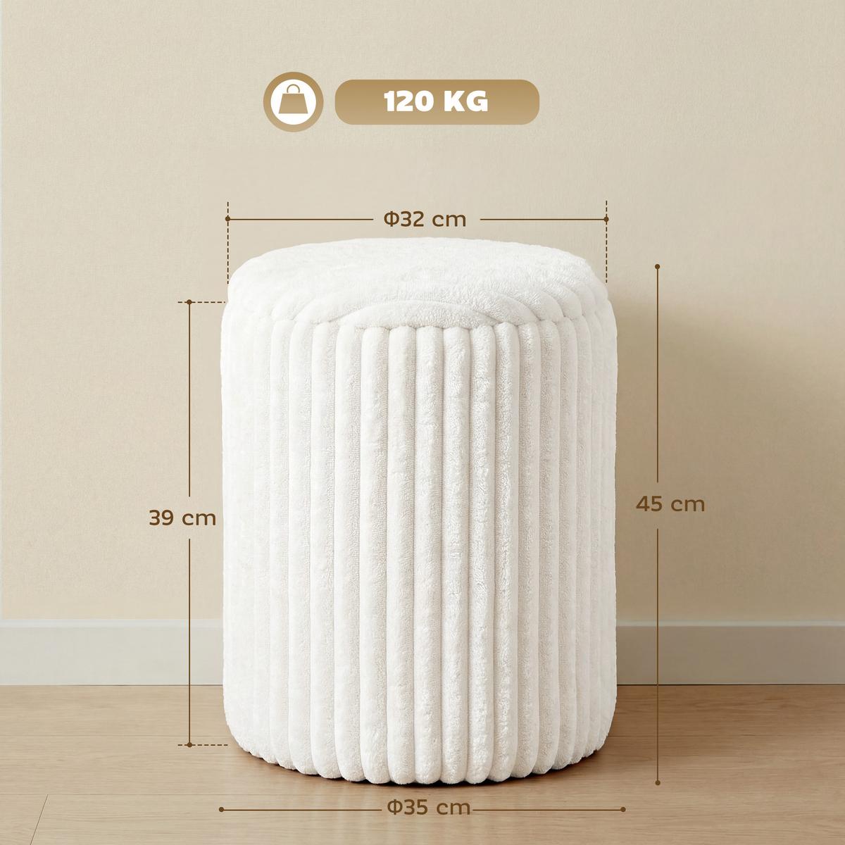 AUFBEWAHRUNGSHOCKER Cord Sperrholz Weiß - Weiß, Holzwerkstoff/Textil (35/45/35cm) - HOMCOM