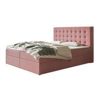 BOXBETT RIO mit 2 Bettkästen, 140x200, Farbe: Rosa, Velourstoff, Doppelbett mit Bonell-Matratze - Rosa, Holz/Kunststoff (140/200cm) - Alpi-Möbel