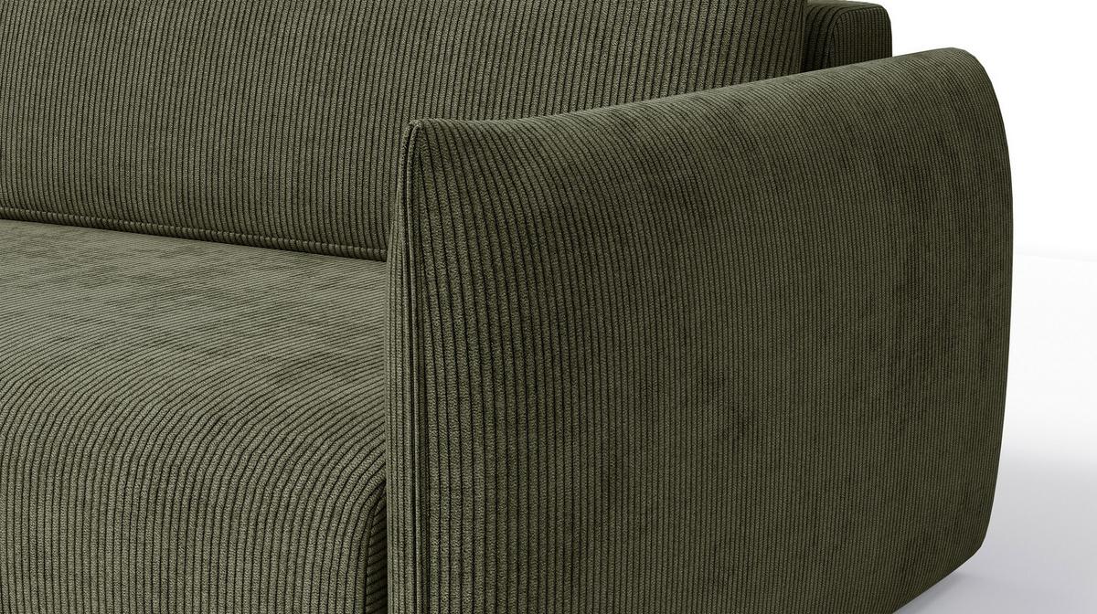 ECKSOFA TAUER 3-Sitzer rechts, olive - Dunkelgrün/Schwarz, Holz/Textil (248/173cm) - Wozimo