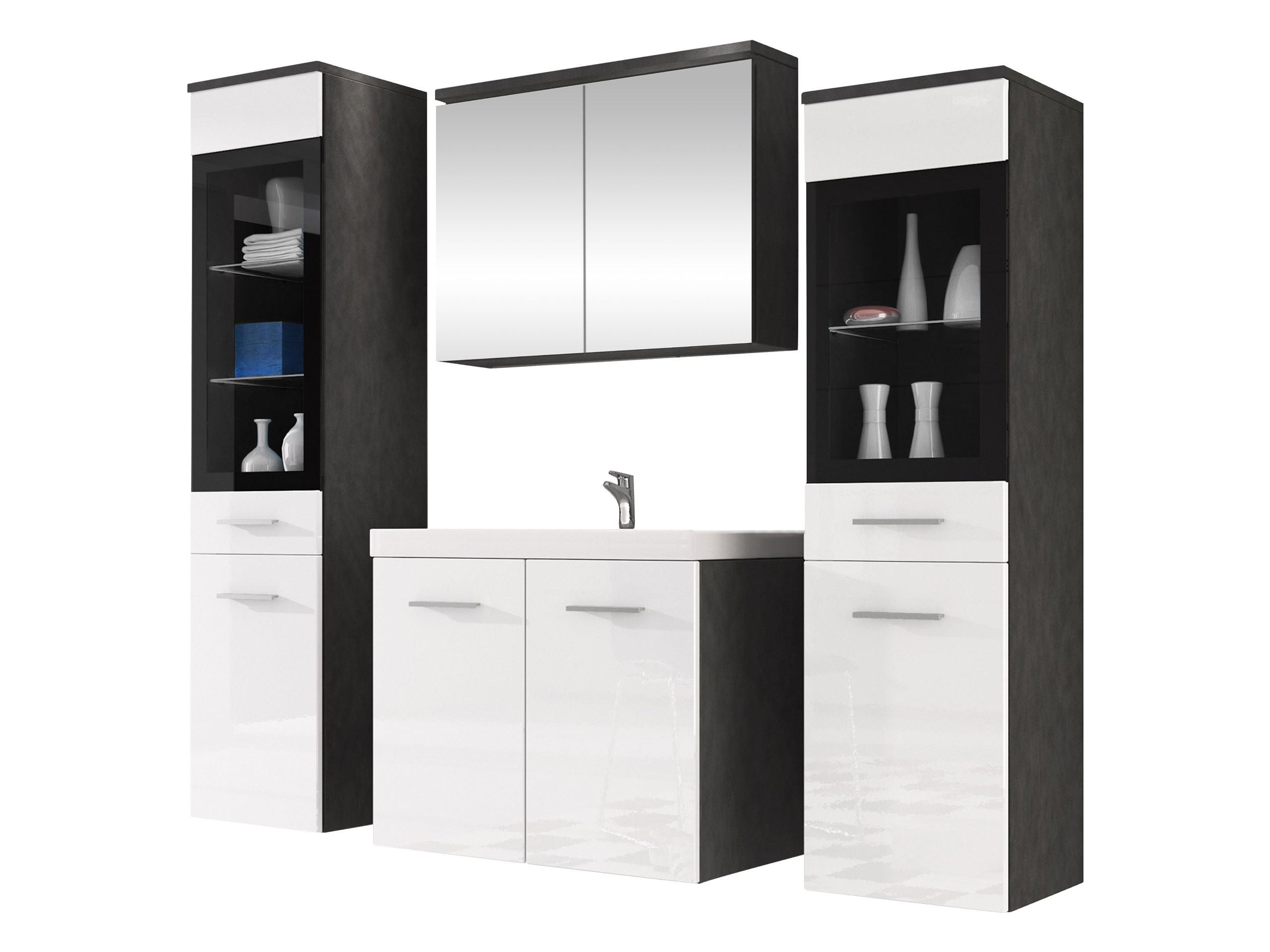 BADMÖBEL-SET Madrit II - Dunkelgrau/Silberfarben, Holzwerkstoff/Kunststoff (132/132/30cm) - MIRJAN24