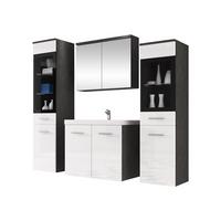 BADMÖBEL-SET Madrit II - Dunkelgrau/Silberfarben, Holzwerkstoff/Kunststoff (132/132/30cm) - MIRJAN24