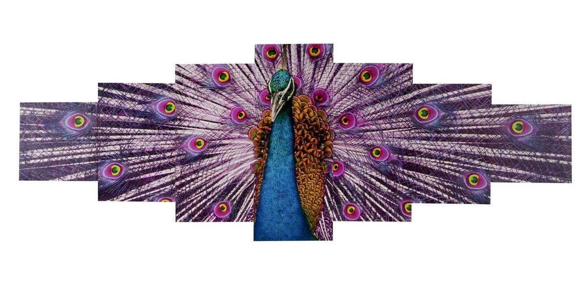 LEINWANDBILD XL PFAU 7-TLG. Multicolor - Multicolor, Holz (245/87cm) - MCW