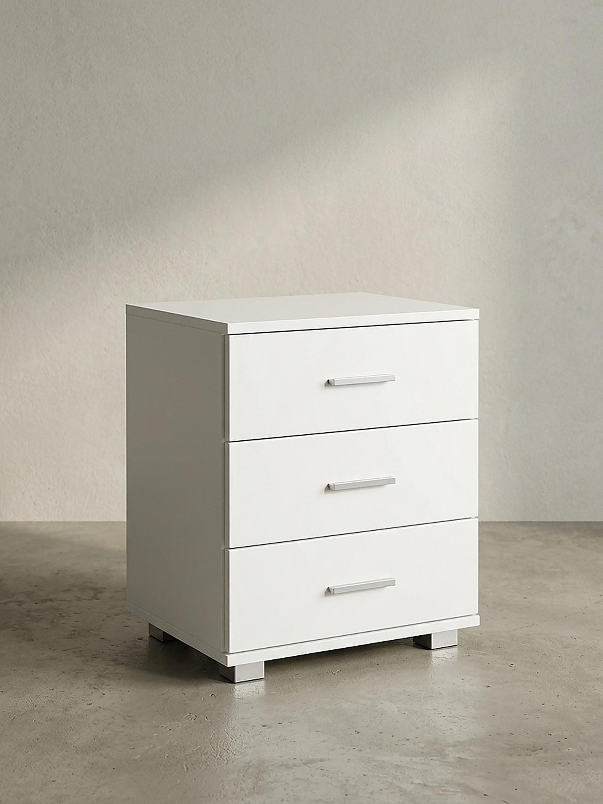 NACHTKONSOLE Holz mit 4 Standfüßen ANAPO, Weiß 45x34x54 cm - Silberfarben/Weiß, Holz/Kunststoff (45/54/34cm) - KADIMA DESIGN