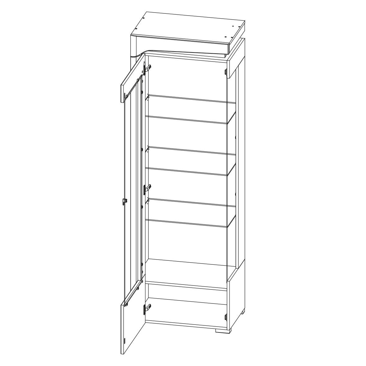 VITRINE Teo Weiß und Holz - Weiß, Holzwerkstoff (64/197/43cm) - Petits-meubles