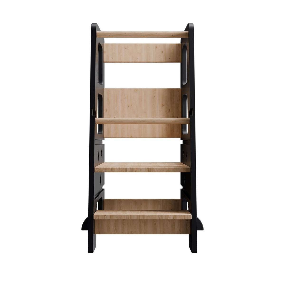 LERNTURM Henny in Schwarz - Schwarz, Holzwerkstoff (40/90/44cm) - Juskys