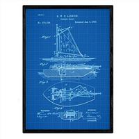 POSTER Angelschiff Patent A3 Schwarzer Rahmen - Blau, Papier (29.7/5/42cm) - Nacnic