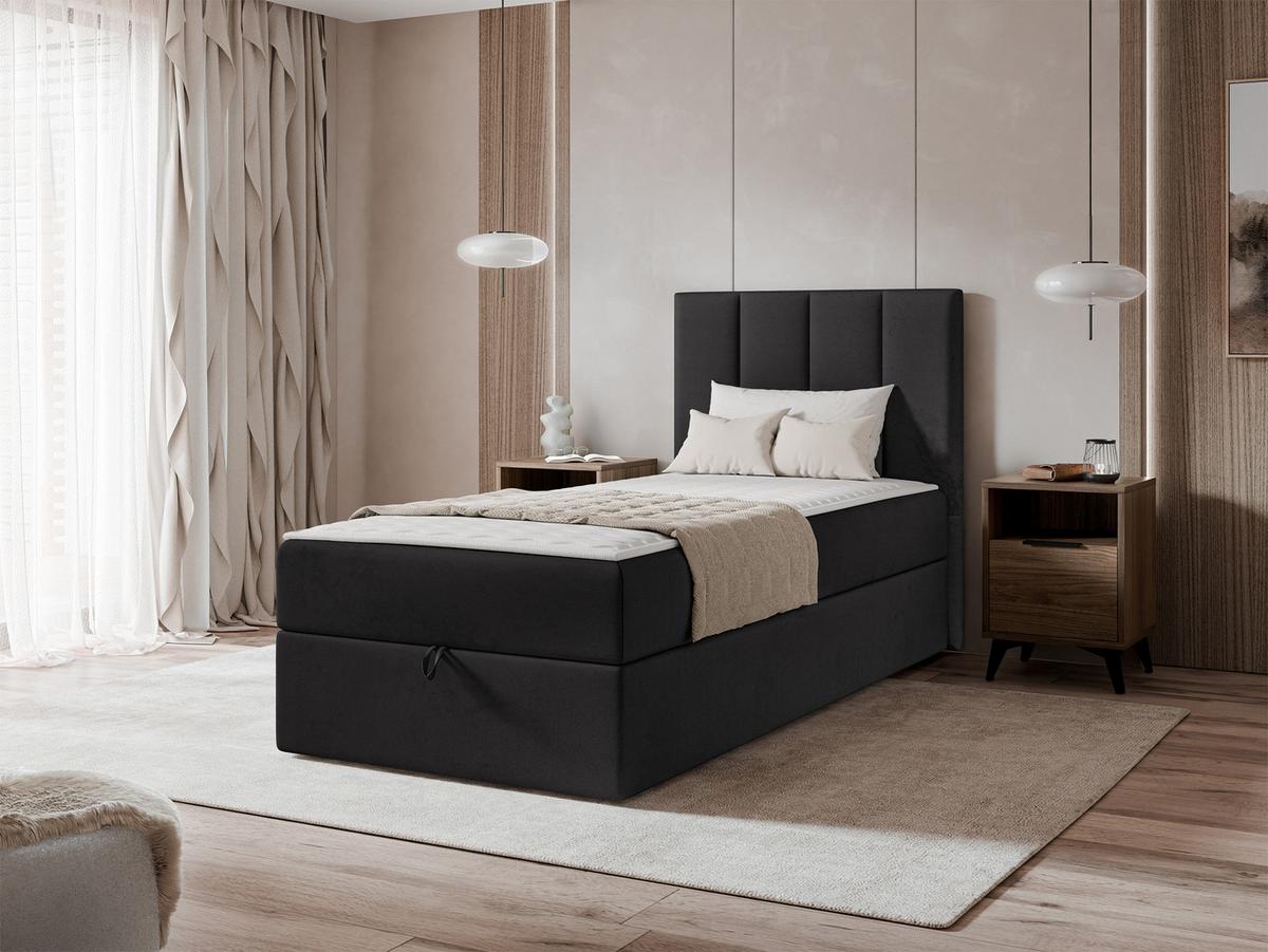 BOXBETT Rebos Single - H3 - Schwarz, Holz/Textil (100/200cm) - MIRJAN24
