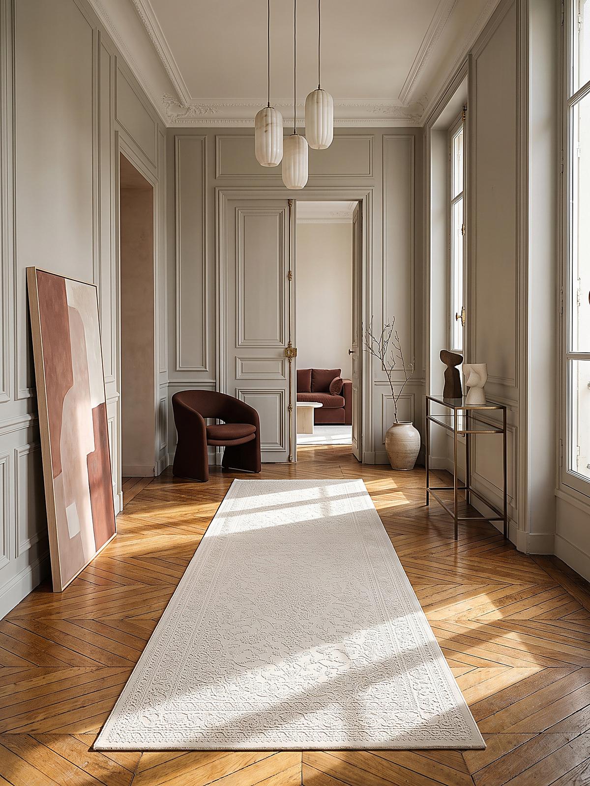 TEPPICHLÄUFER Uni KASOS Polyester Creme 80 x 150 cm - Beige, Textil (80/150cm) - KADIMA DESIGN
