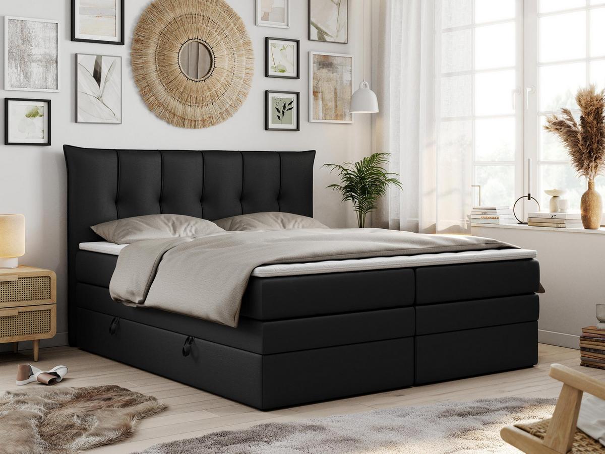 BOXSPRINGBETT PREMIUM 10 KING 180/200 Schwarz Kunstleder - H3 - Schwarz, Holz/Textil (180/200cm) - MKS
