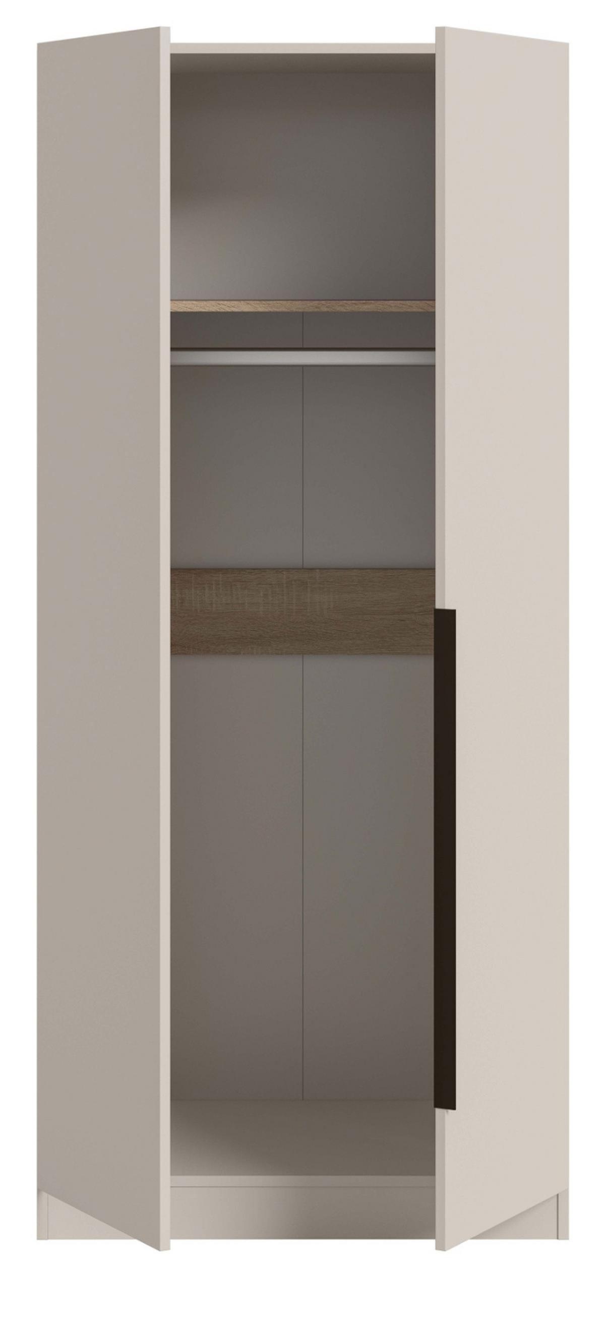 KLEIDERSCHRANK kaschmir 80 x 181 cm, Drehtürenschrank 2-türig mit Einlegeböden - Kaschmir/Schwarz, Holzwerkstoff/Kunststoff (80/181/52cm) - Inn.Furn