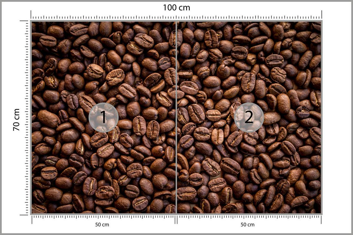 FOTOTAPETE für Esszimmer Kaffee Kaffeebohnen 3D 100x70 - Braun, Papier (100/70cm) - Muralo
