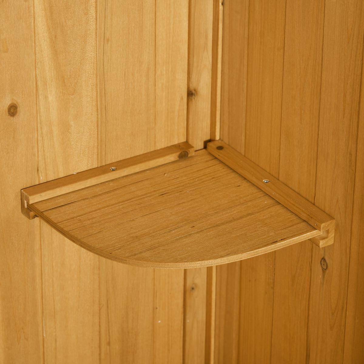 GARTENSCHRANK Geräteschuppen, mit Fachböden, Asphaltdach, Fenster, Holz, Gelb+Grün - Braun, Holz (54.2/179/77cm) - Outsunny