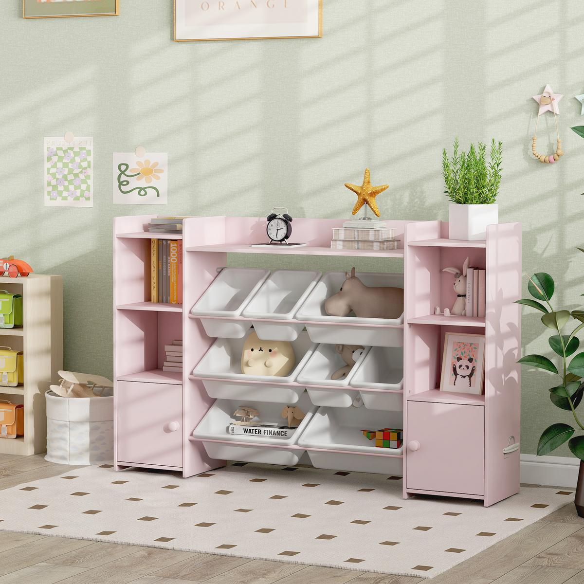 KINDERREGAL MDF Stahl Rosa - Rosa/Weiß, Holzwerkstoff/Kunststoff (30/90/140cm) - AIYAPLAY