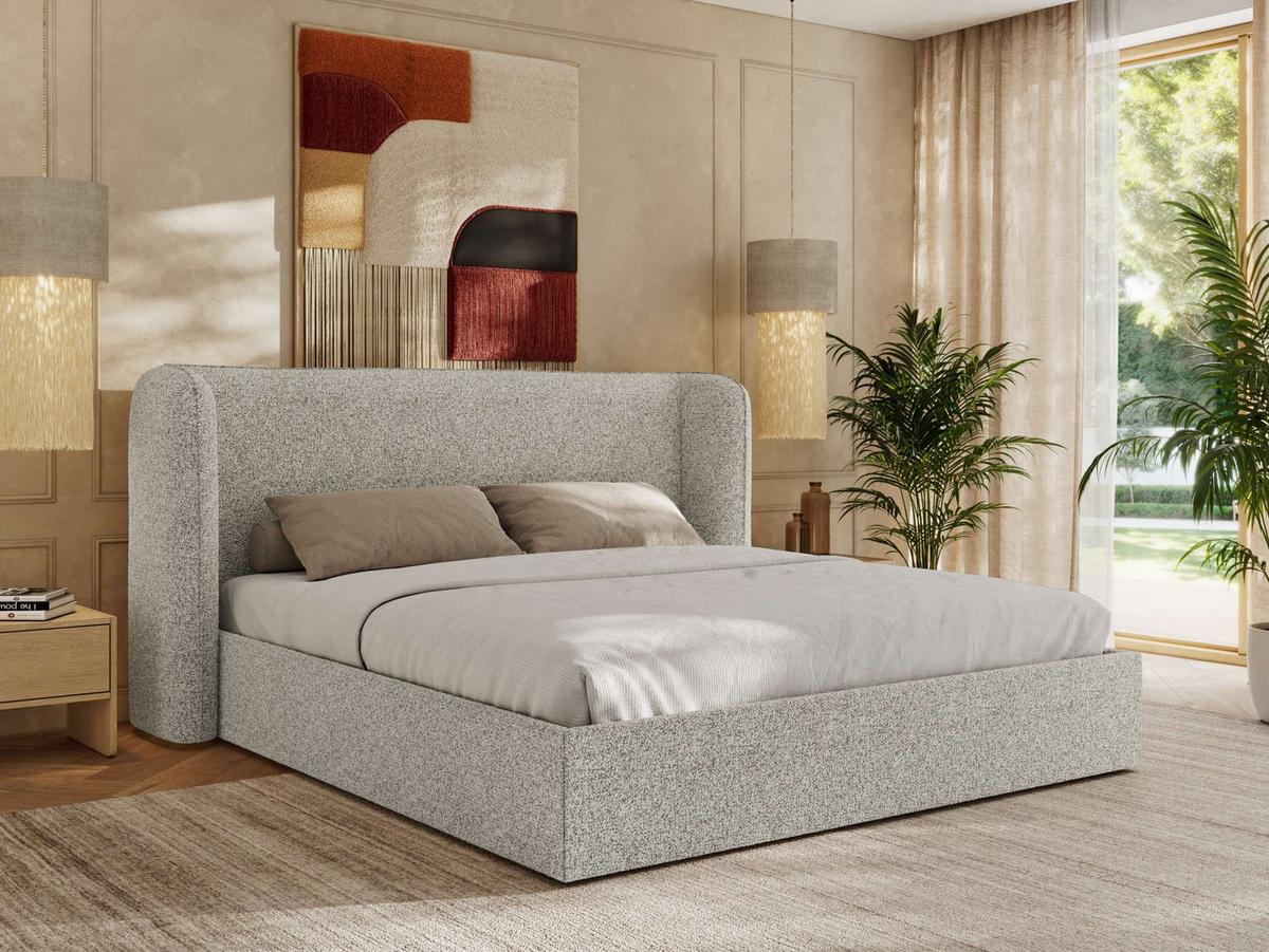POLSTERBETT EMORA CLASSIC 140/200 - Hellgrau Strukture - Multipocket-Matratze - Hellgrau, Textil (140/200cm) - MKS