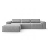 ECKSOFA L Form Ruyam Hellgrau 310/165/78 cm – Schlaffunktion Links - Hellgrau/Schwarz, Kunststoff/Textil (170/310cm) - AX Living