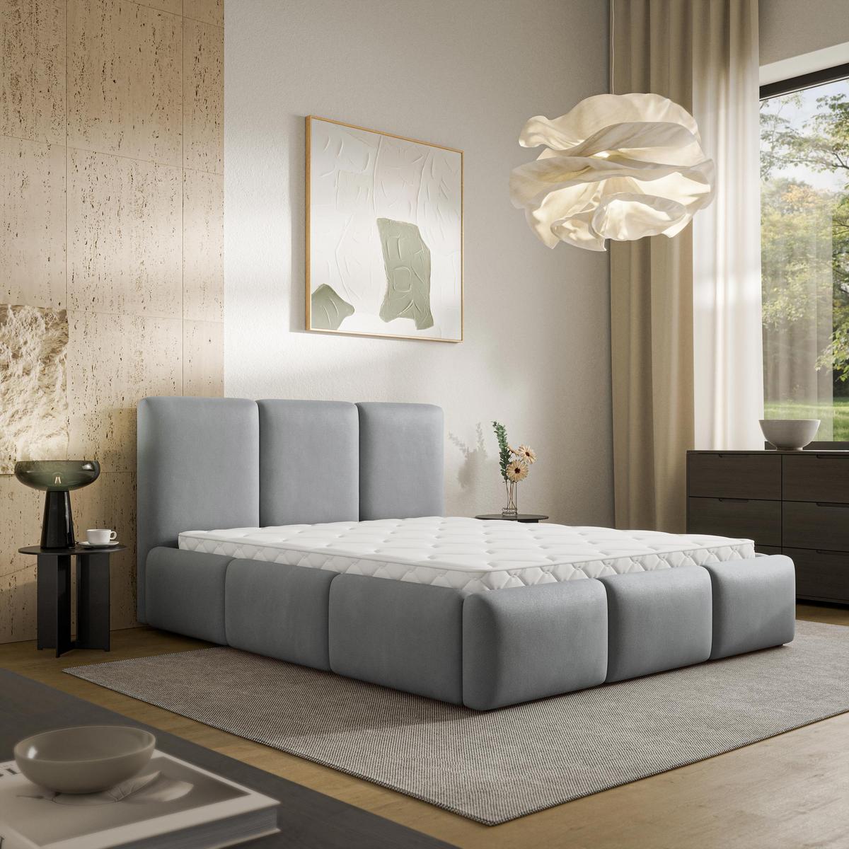 POLSTERBETT ARSIL 200x200 cm mit Bettkästen - Grau - Grau, Holz/Textil (200/200cm) - MASSENO