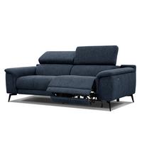 RELAXSOFA FIERO 3-Sitzer mit 1 Relaxfunktion, dunkelblau - Schwarz/Dunkelblau, Holzwerkstoff/Textil (212/82/103cm) - Wozimo
