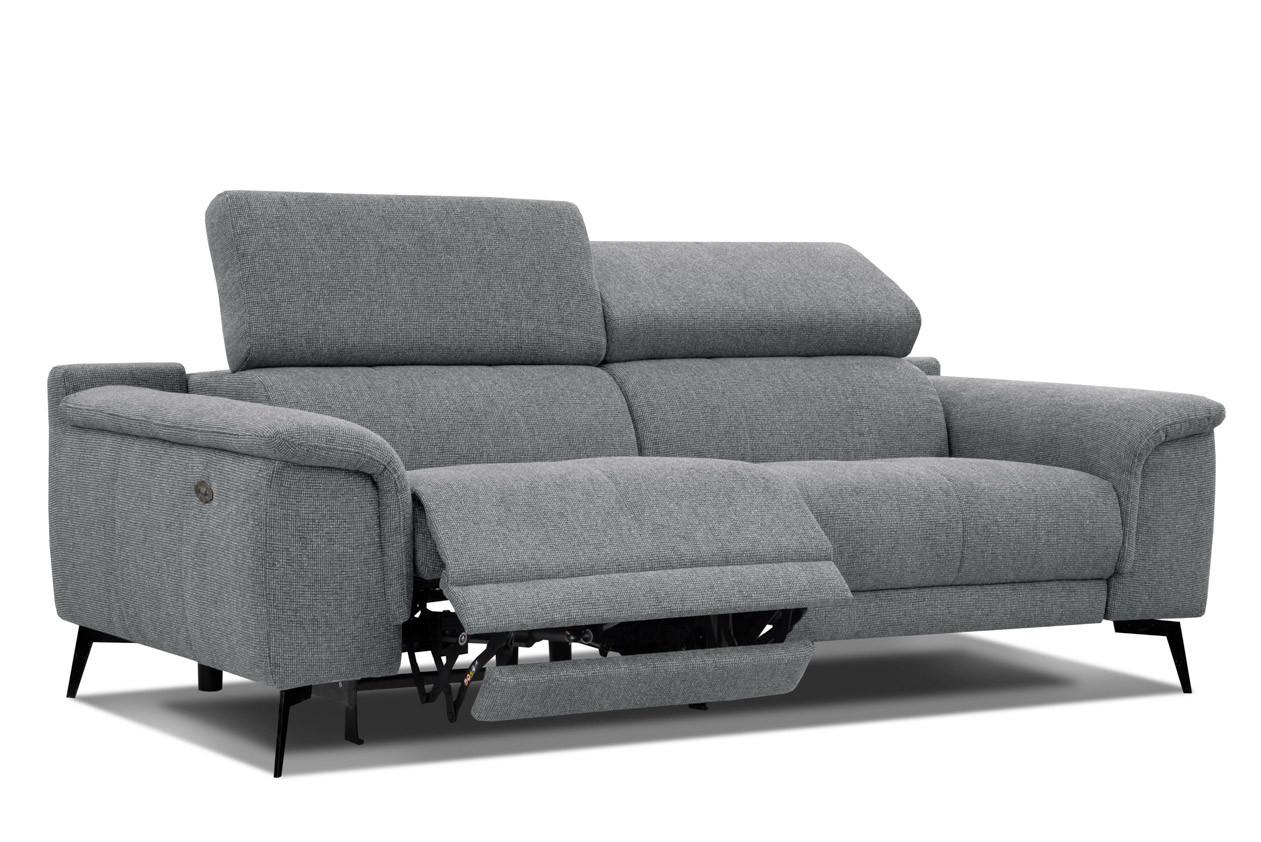 RELAXSOFA FIERO 3-Sitzer mit 1 Relaxfunktion, grau - Schwarz/Grau, Holzwerkstoff/Textil (212/82/103cm) - Wozimo