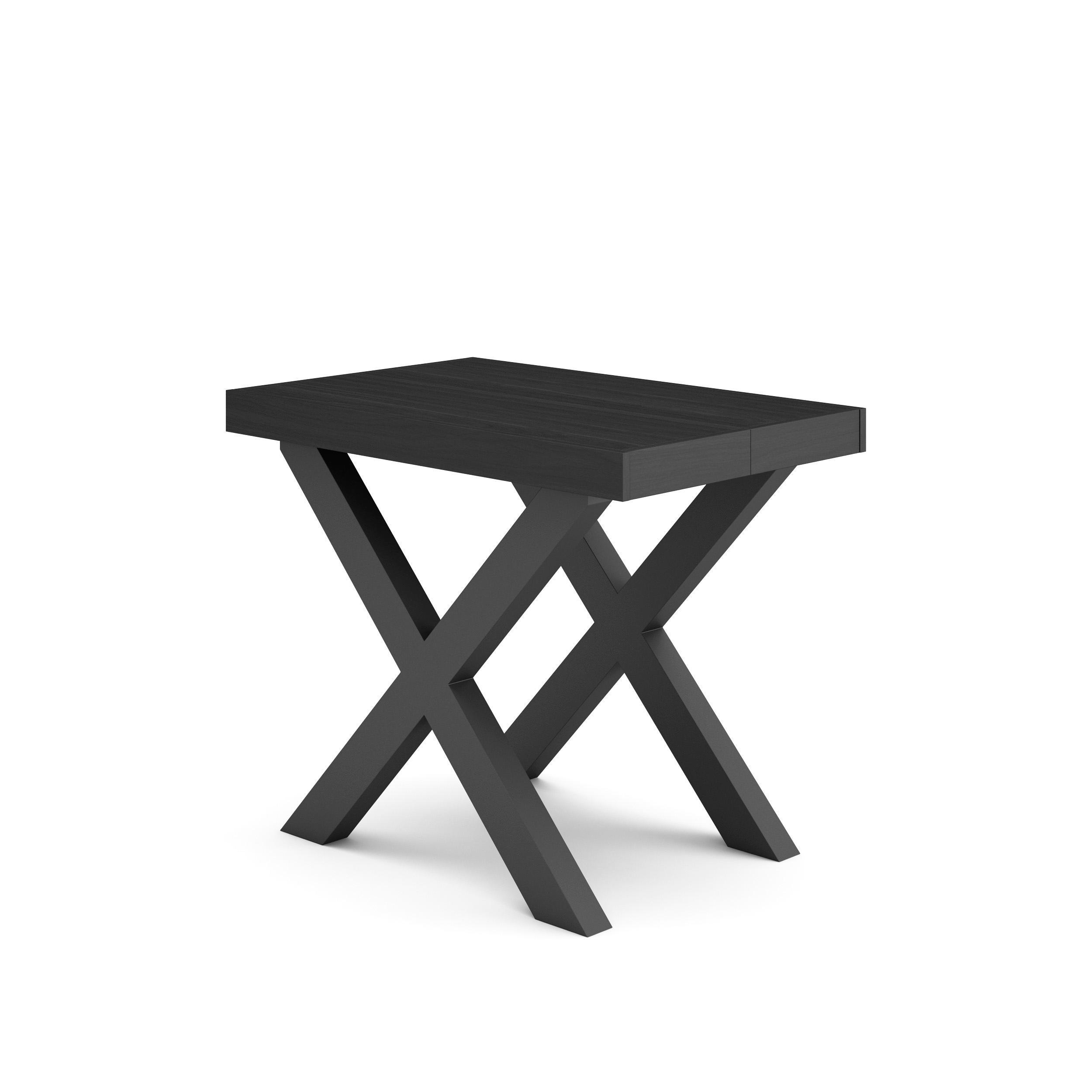 KONSOLENTISCH ausziehbar 58 bis 140cm, für 6 Gäste, schwarz, 90/58/73cm - Schwarz, Holzwerkstoff (90/140/73cm) - Skraut Home