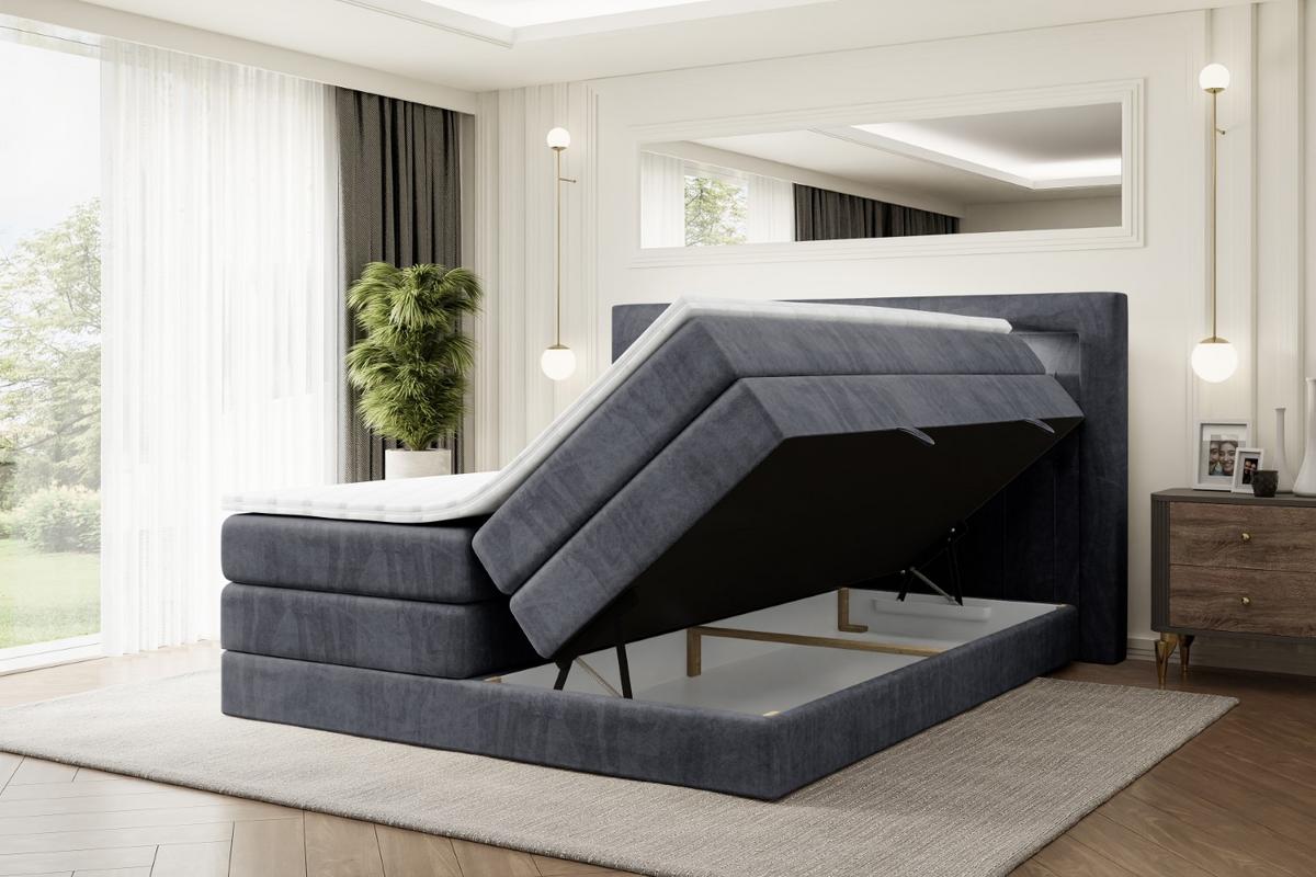BOXSPRINGBETT NOEL GOLD KING - 160x200 - H3/H4 - Dunkelgrau - Dunkelgrau, Holzwerkstoff (160/200cm) - ALTDECOR