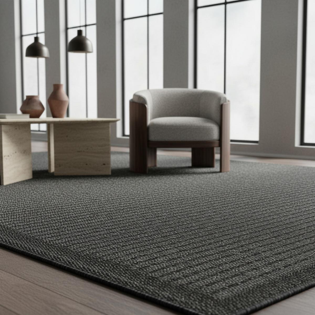 TEPPICH Outdoor DAFNE in Schwarz, einfarbig, 140 x 200 cm - Grau, Textil (200/140cm) - KADIMA DESIGN