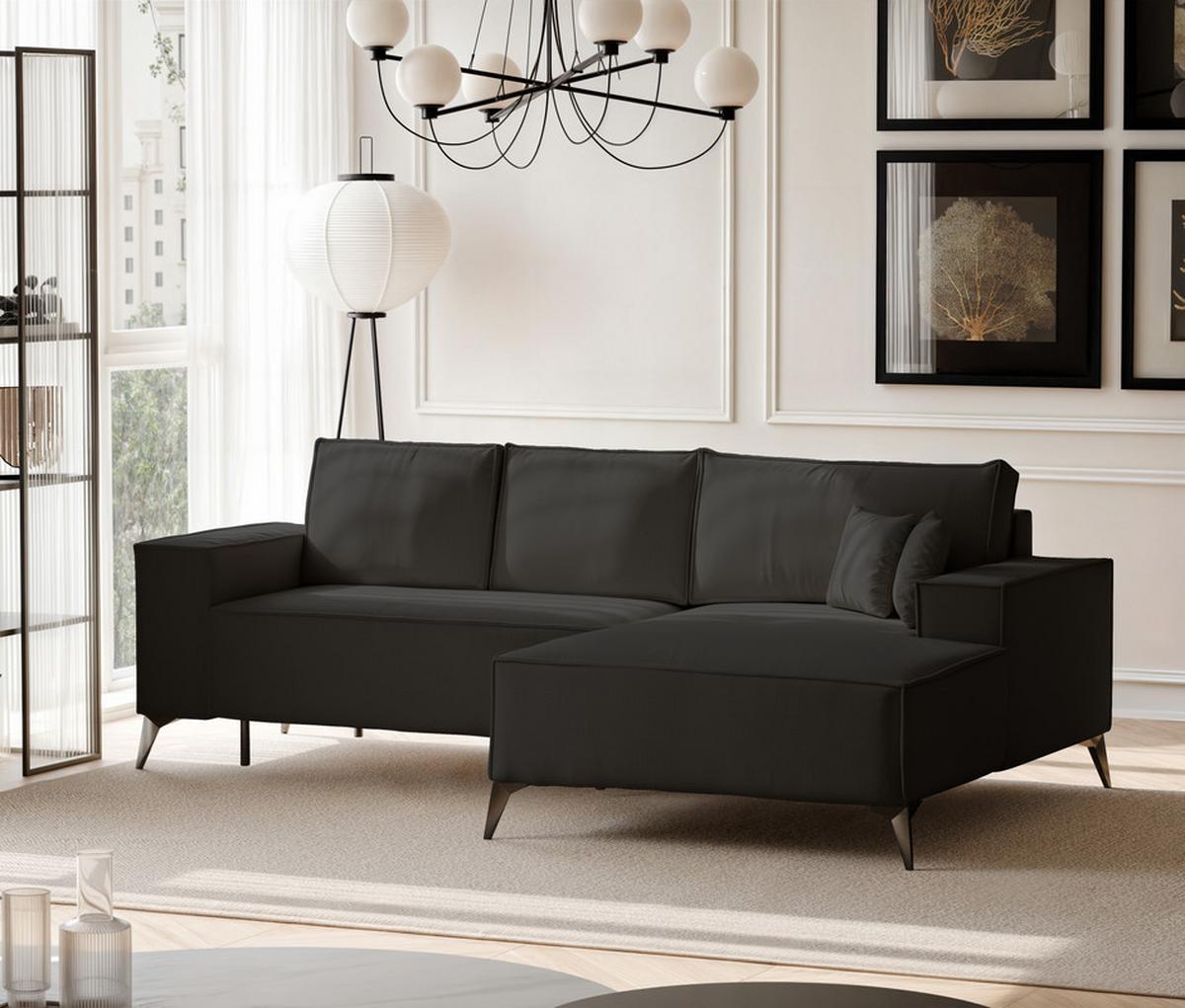 ECKSOFA OTIS Rechts, mit Schlaffunktion und Bettkasten, Anthrazit - Anthrazit, Textil/Metall (294/185cm) - Idohome