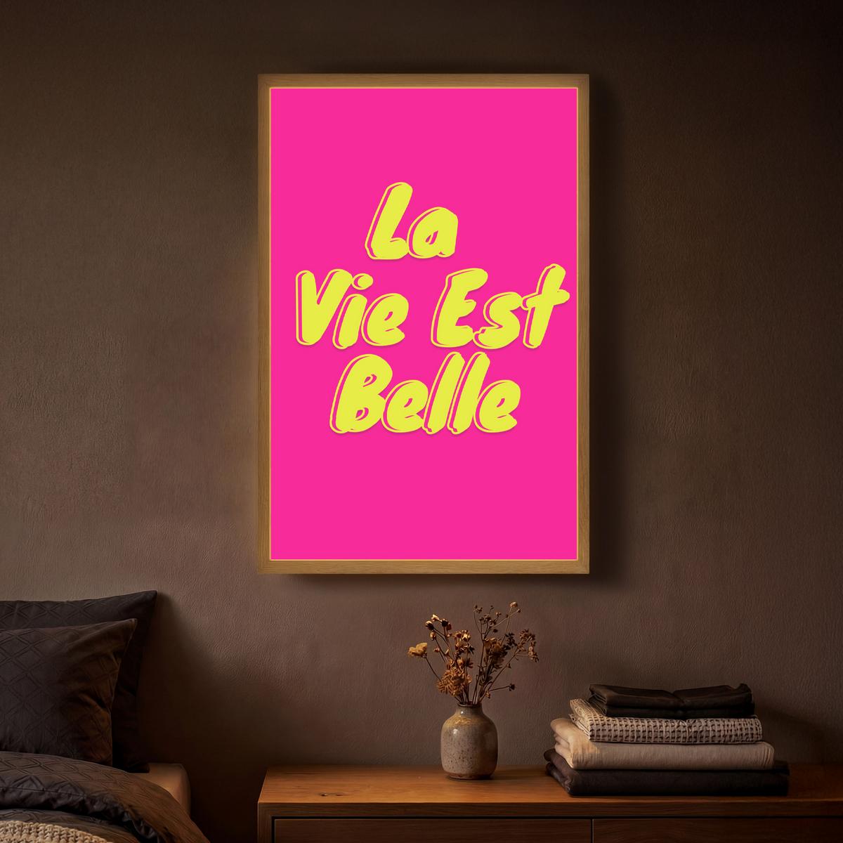 WANDLEUCHTE MIT AKKU Zitat - Retro - Rosa 40x60 cm - Pink, Holzwerkstoff (40/60/8cm) - OnlyWow