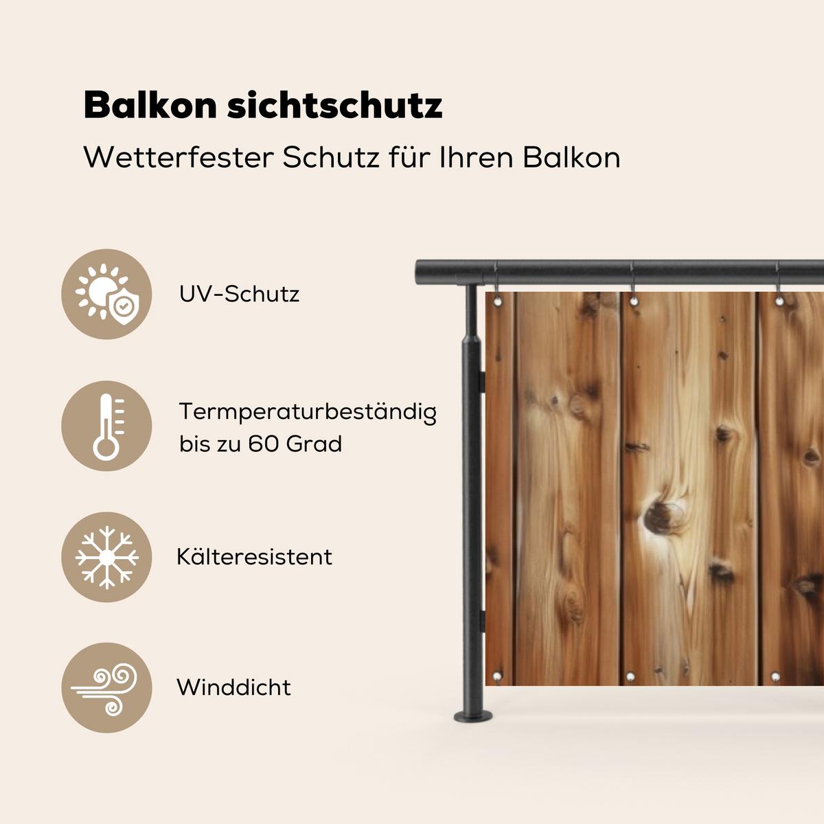 BALKON-SICHTSCHUTZ Holz - Regale - Braun Groß 500x95 cm - Buchefarben, Kunststoff (500/95cm) - MuchoWow