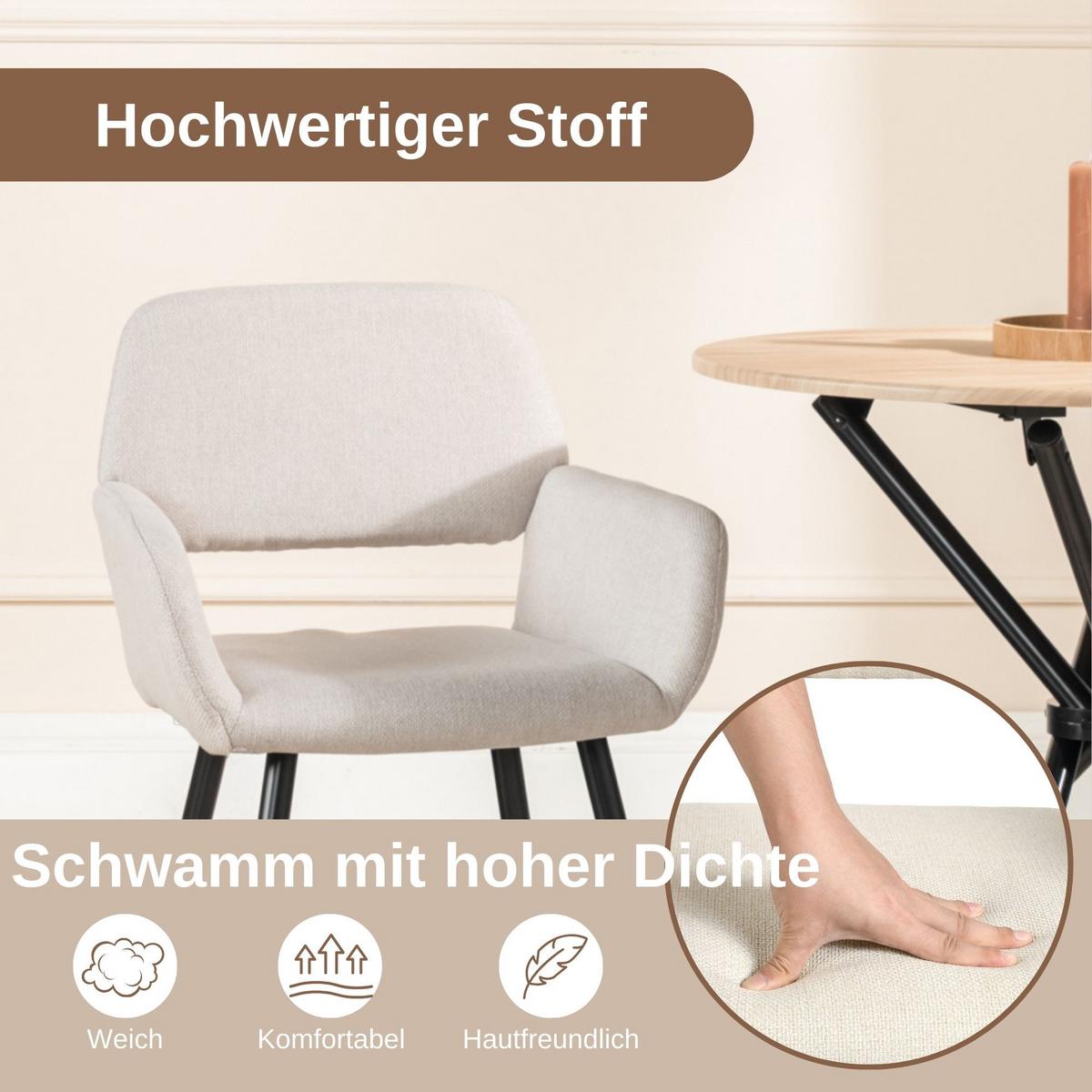ESSZIMMER SET mit ausziehbarem Tisch und 4 bequemen Stühlen - Beige/Schwarz, Holzwerkstoff/Metall (80/75/160cm) - Urban Meuble