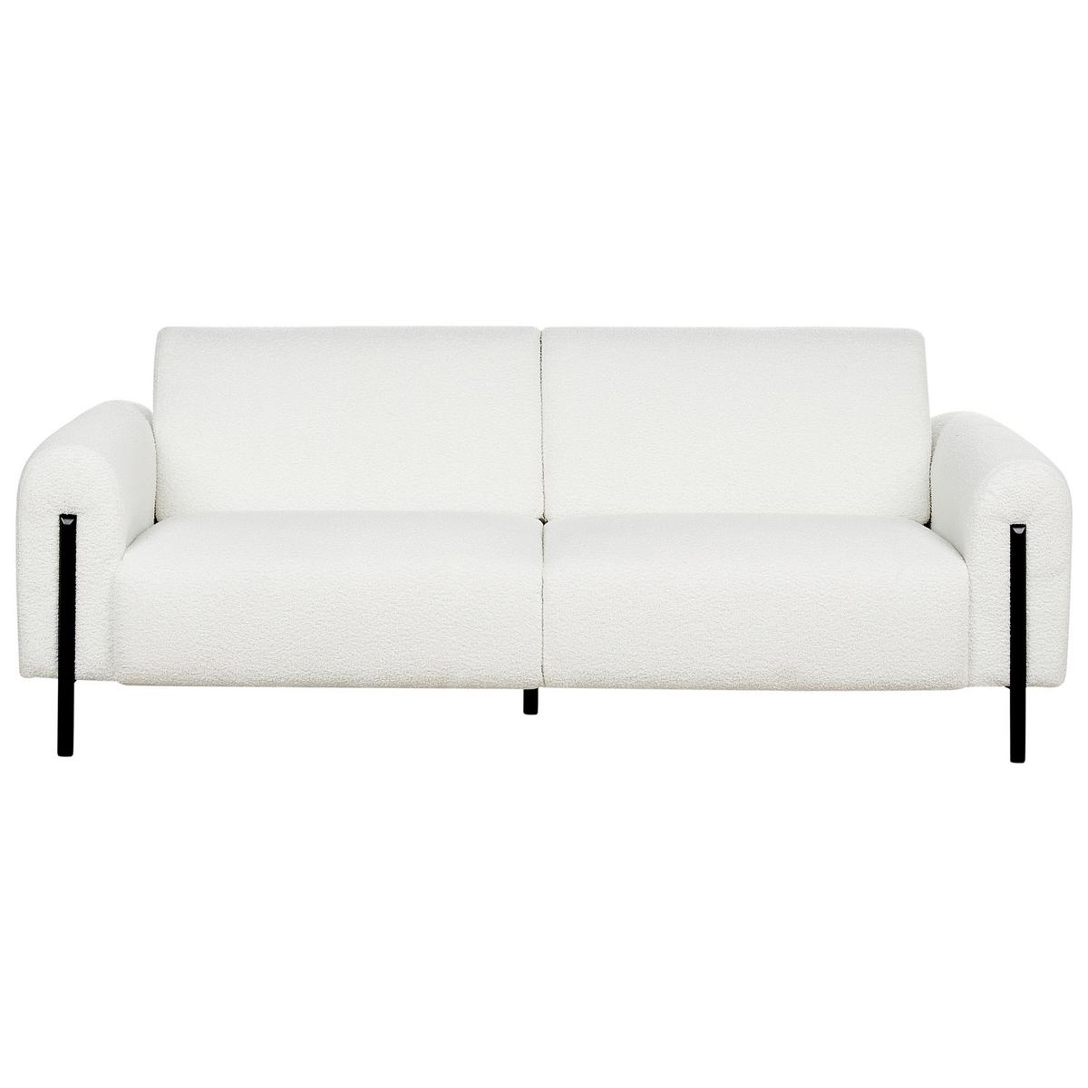 3-SITZER-SOFA Bouclé weiß Askim - Schwarz/Weiß, Textil (207/87/89cm) - Beliani