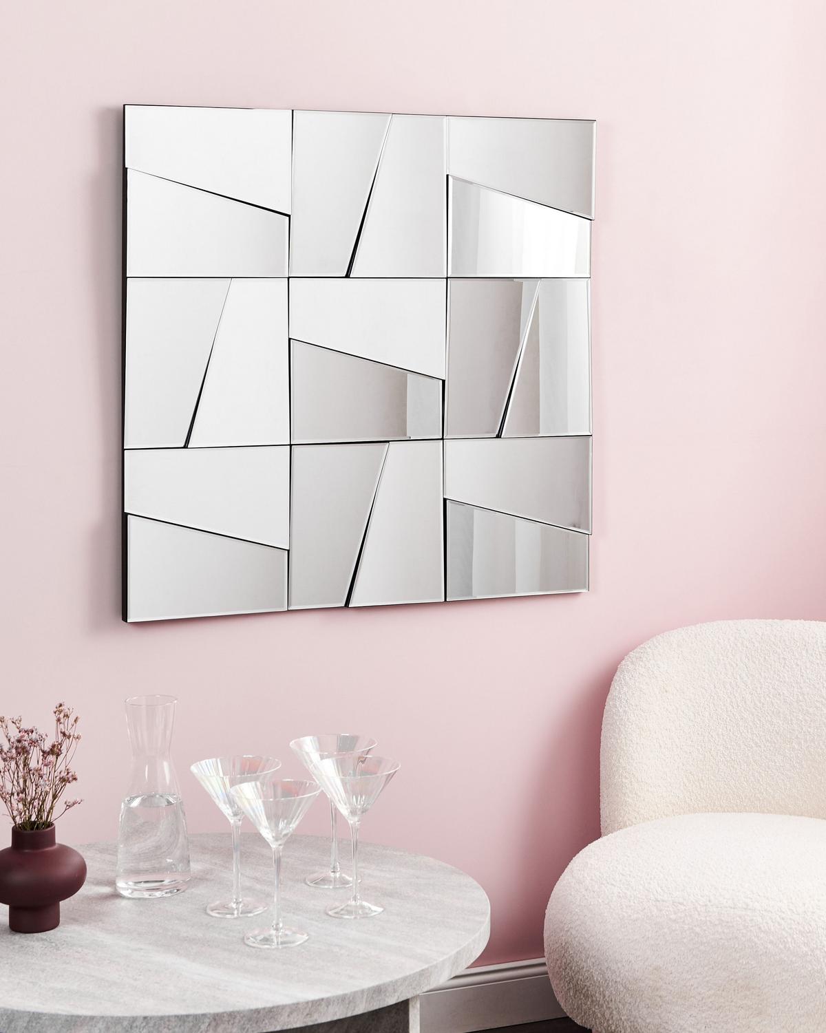 WANDSPIEGEL 80/80 cm Silber Ancemont - Silberfarben, Glas (80/80/2cm) - Beliani